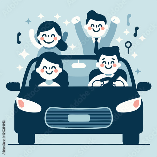 vector image of a person driving a car happily