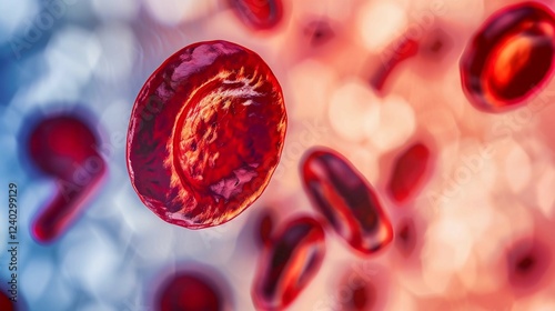 Close-up of a red blood clot on a medical slide magnified under a microscope, showcasing detailed medical research and hematology study concepts.