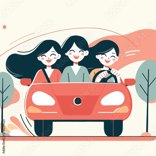 vector image of a person driving a car happily
