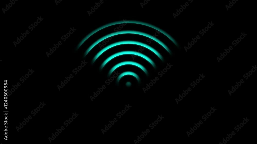 Radio icon Wi fi signal icon black background animation video on the display. on black background. Radio icon Wi fi signal icon black background animation video on the display. on black background.