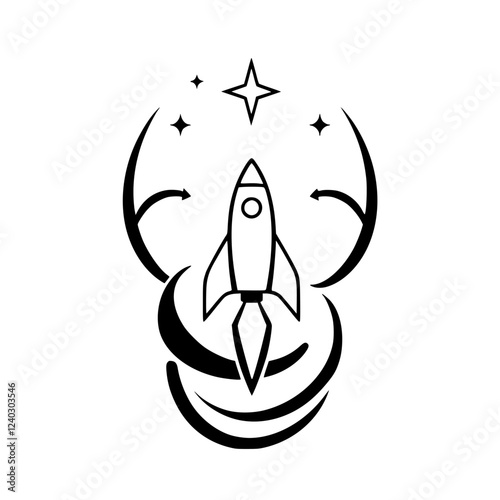 Rocket Launch: A Stellar Journey into Innovation and Progress.  Embark on an exciting adventure into the cosmos, representing ambition, dreams, and the pursuit of success.