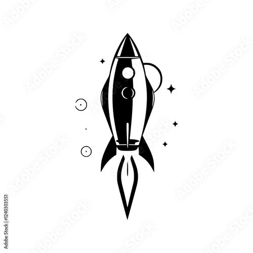 Black Rocket Launching into Space: A Vector Graphic Design of Space Exploration, Innovation, and the Future of Technology