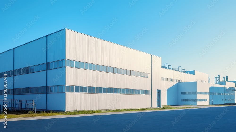 Modern Industrial Factory Building with Clean Architectural Design Modern Industrial Factory Building with Clean Architectural Design