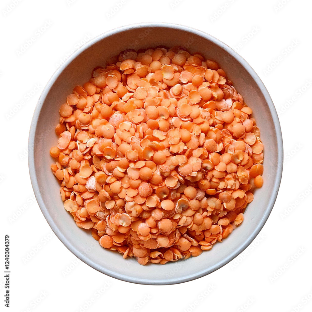Raw Lentils in a white bowl top view Raw Lentils in a white bowl top view