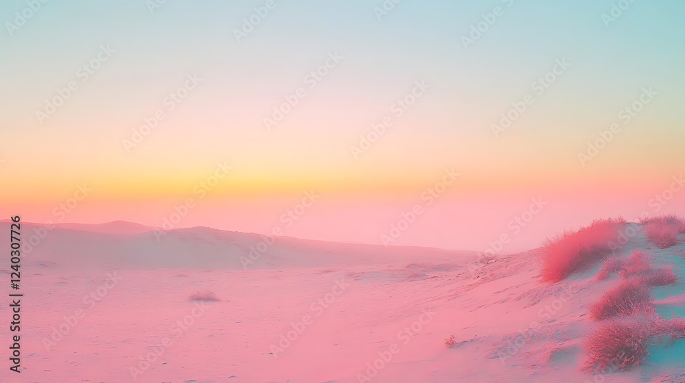 Desert sunset, dunes, plants, peace Desert sunset, dunes, plants, peace