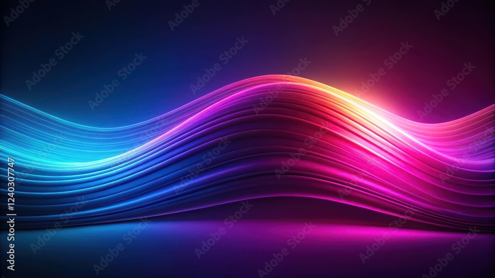 Naklejka premium Abstract Swirling Neon Hues Vibrant, Dynamic Curves in a Dark Setting, Ideal for Futuristic or Technological Designs