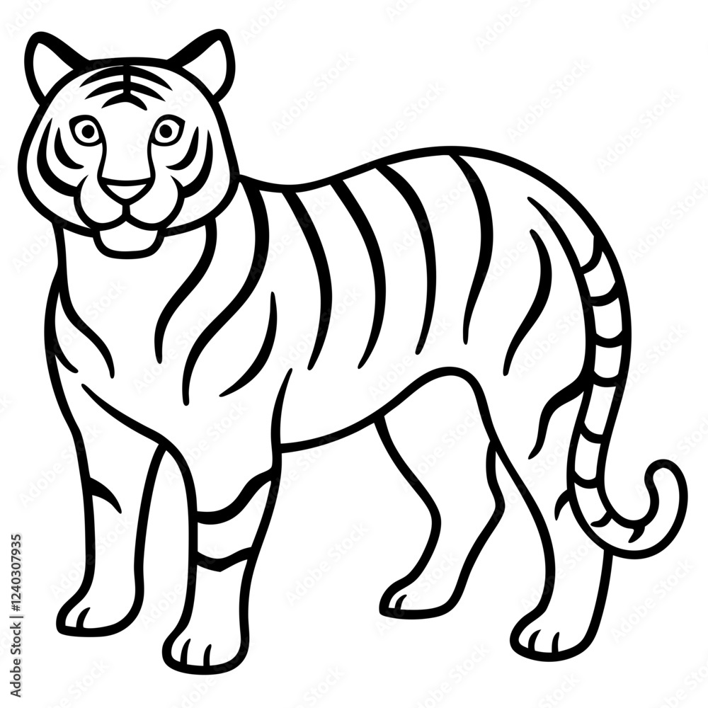 vector illustration of cartoon tiger