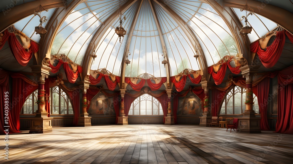 Obraz premium circus stage backdrop frame light background carnival