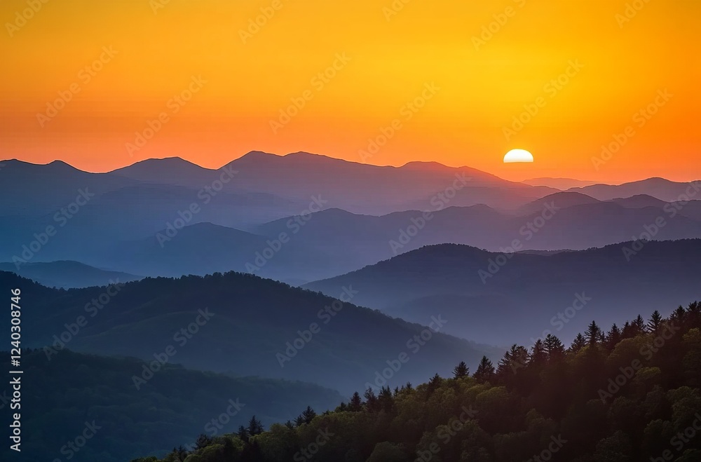Sunset over the Carpathian Mountains, silhouettes of hills and forests against an orange sky with the sun setting in view. The mountains cover most of the frame sunset in the mountains Sunset over the Carpathian Mountains, silhouettes of hills and forests against an orange sky with the sun setting in view. The mountains cover most of the frame sunset in the mountains