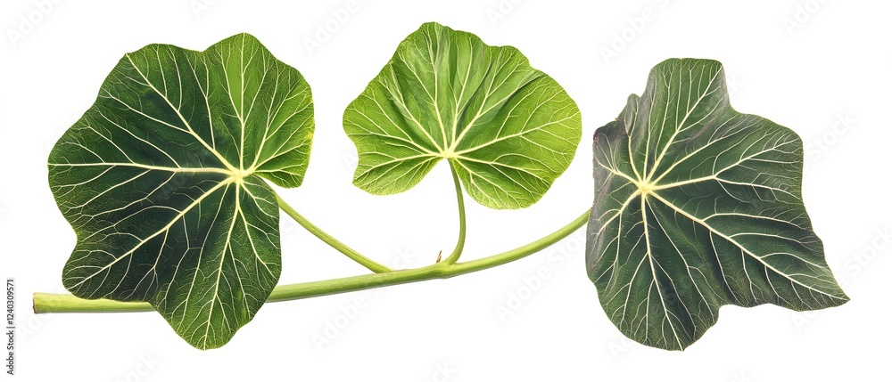 Fototapeta premium Vibrant Green Tropical Leaves Branch Isolated on White