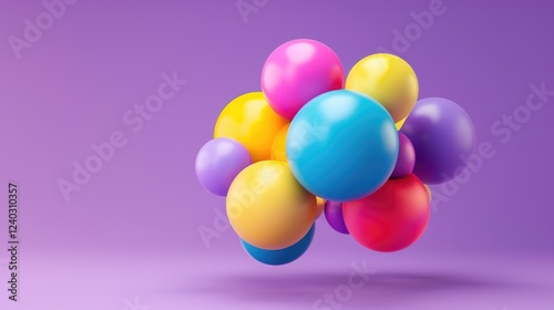 Colorful floating balls creative studio digital art vibrant background aesthetic view playful concept
