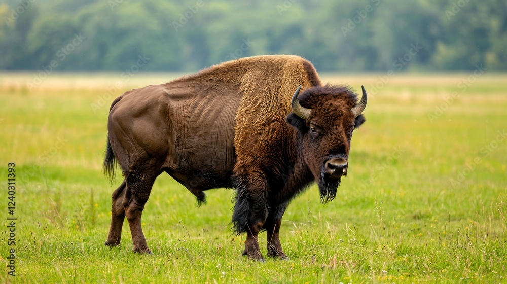 Bison grazing in the open plains nature photography wild environment close-up perspective wildlife conservation Bison grazing in the open plains nature photography wild environment close-up perspective wildlife conservation