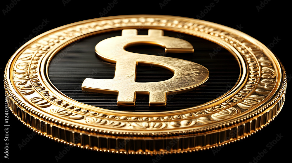 Fototapeta premium Gold dollar coin, finance, wealth, dark background