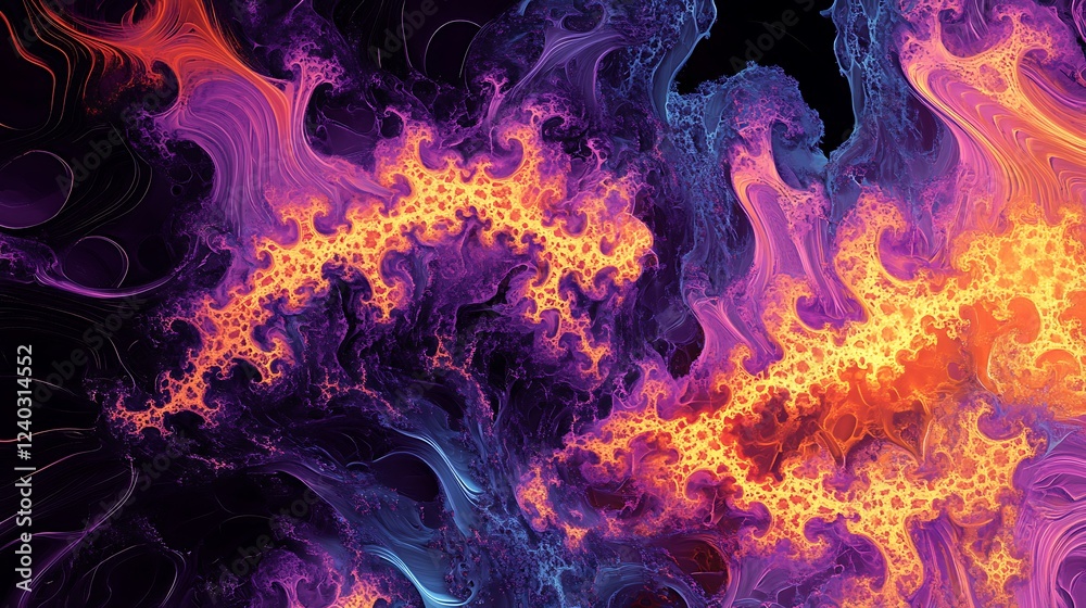 Fototapeta premium Abstract digital art with swirling vibrant colors and textures
