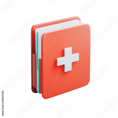 Digital medical book icon; healthcare app;  3D render; clean background