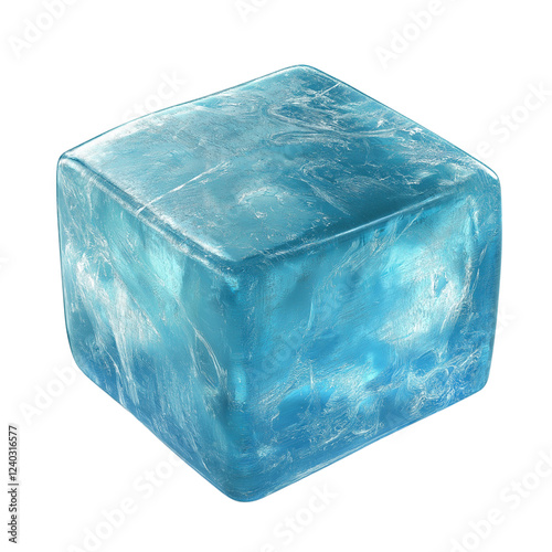 Rectangular ice block with a frosted, textured surface. Ideal for beverage presentations, food styling, and creative visual designs. Isolated on transparent background, png.