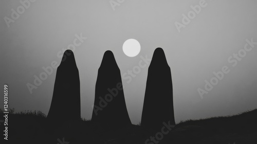 Hecate, the goddess of witchcraft, magic and the dead, in dark and ominous stylization. The threefold Hecate, the Hecate of the Crossroads, with a manifestation of her three aspects.