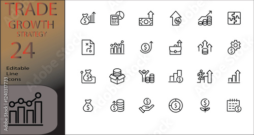 trading growth strategy icon set cannot be edited already expanded and merged