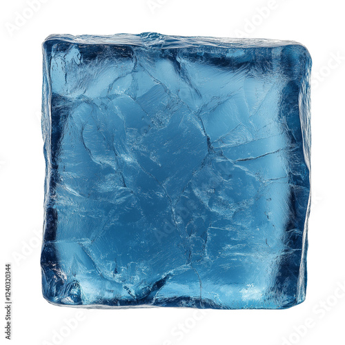 Rectangular ice block with a frosted, textured surface. Ideal for beverage presentations, food styling, and creative visual designs. Isolated on transparent background, png.