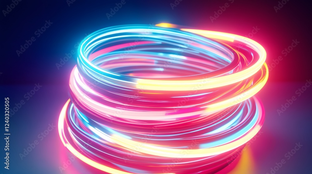 Abstract Neon Light Rings Swirl Design Abstract Neon Light Rings Swirl Design