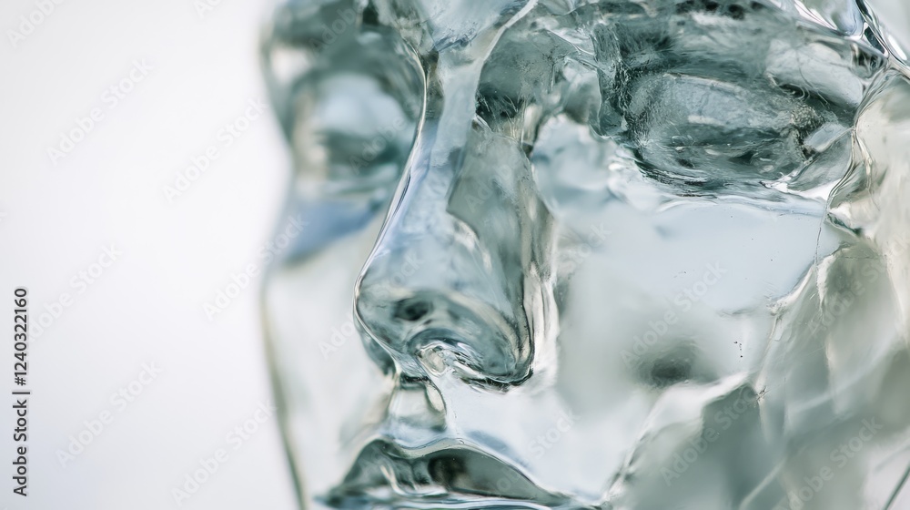 Medusa frozen ice sculpture, mirror effect, blurred space for text.