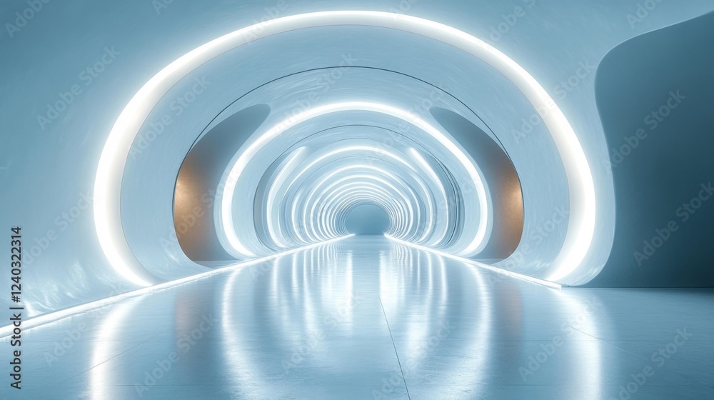 Futuristic Curved Tunnel. Generative AI Futuristic Curved Tunnel. Generative AI