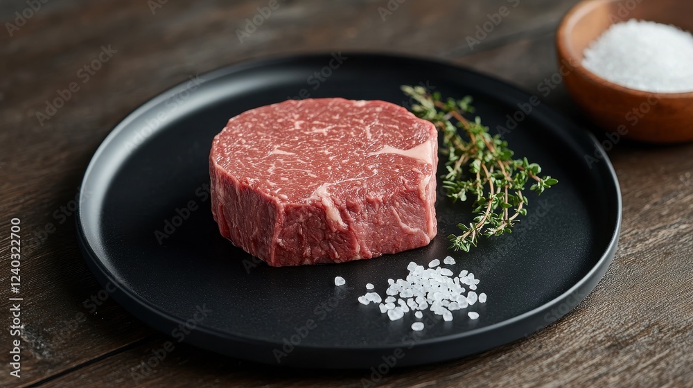 Fresh Filet Mignon Steak with Herb Garnish Fresh Filet Mignon Steak with Herb Garnish