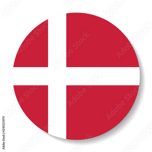 Denmark circle flag. Button flag icon. Standard color. Circle icon flag. Computer illustration. Digital illustration. Vector illustration.