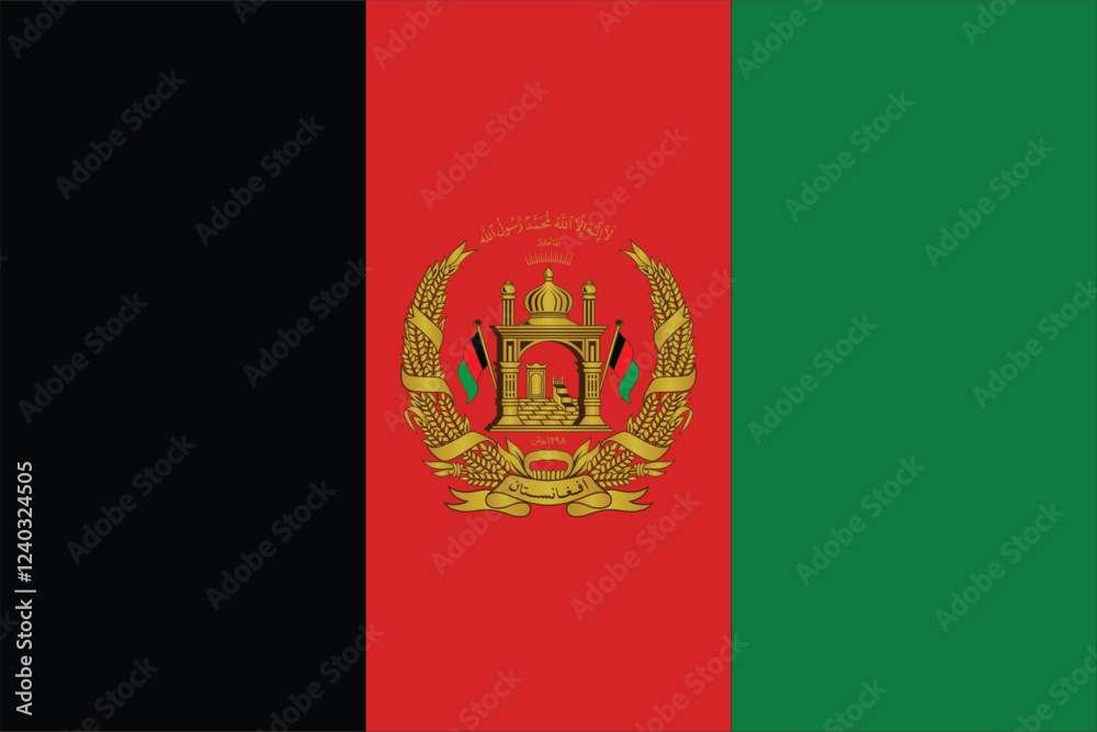Fototapeta premium Afganistan National Flag Vector Design with Actual Measurement