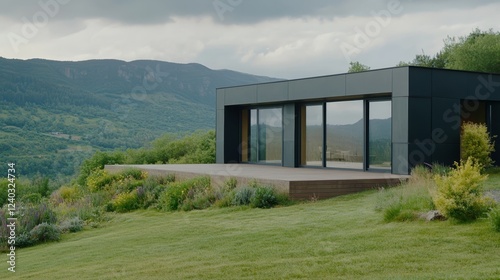 Wallpaper Mural Elegant Steel clad fireproof house with minimalistic design fire retardant walls and a protective sprinkler system activated on its roof sustainable defense  Torontodigital.ca