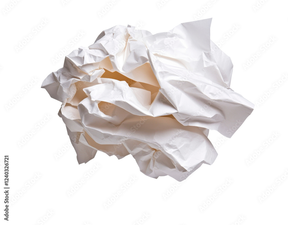 Obraz premium Studio Shot of Crumpled White Paper Against with Isolated Background