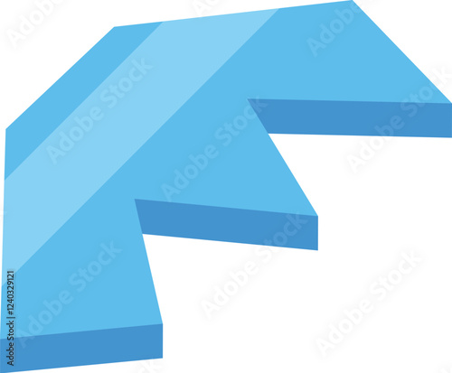 3d blue arrow pointing diagonally downwards, representing a decrease, decline, or negative trend