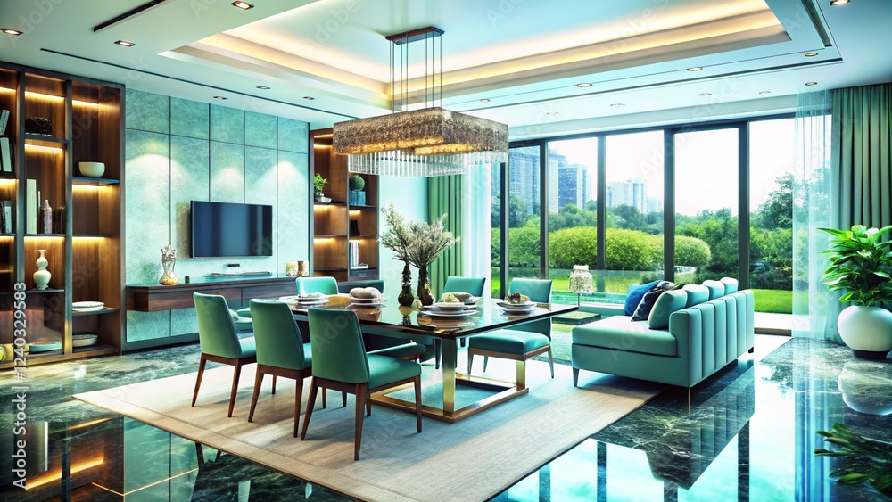 Luxurious interior living room in a beautiful house