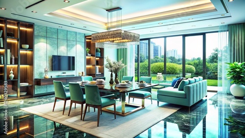Luxurious interior living room in a beautiful house