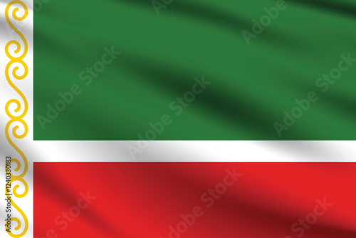 Chechnya flag official colors and proportion digital vector illustration. Pleated flag.