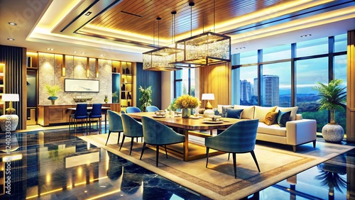 Luxurious interior living room in a beautiful house