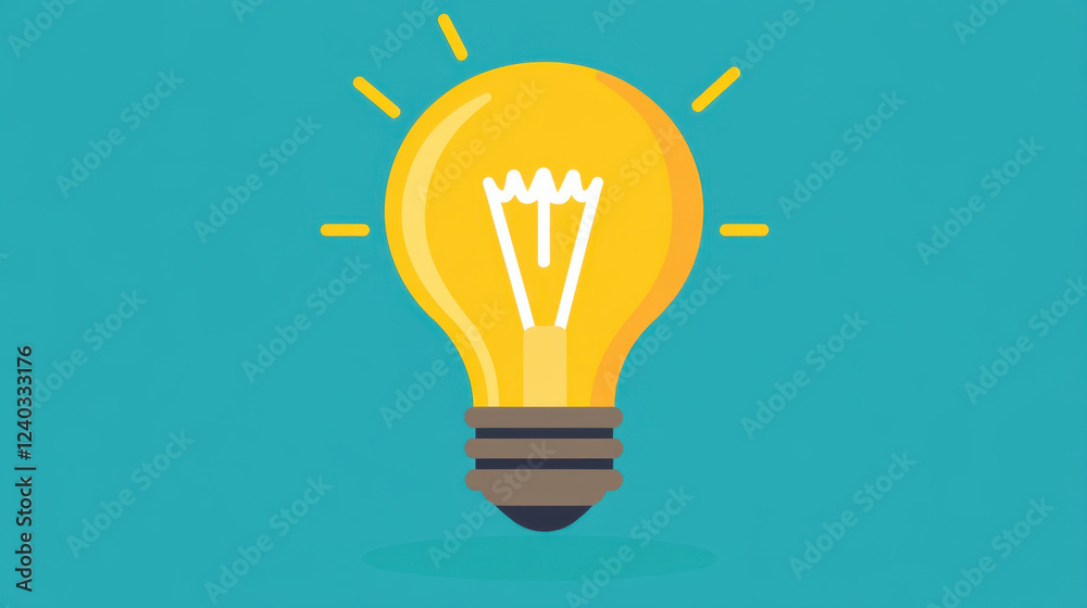 Bright lightbulb icon representing ideas and innovation, featuring clean and minimal style. This design symbolizes creativity and inspiration in vibrant color scheme Bright lightbulb icon representing ideas and innovation, featuring clean and minimal style. This design symbolizes creativity and inspiration in vibrant color scheme