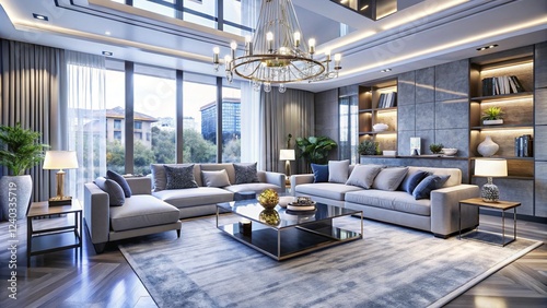 Luxurious interior living room in a beautiful house