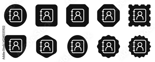 Vector phonebook, contact, diary icon. Black, white background. Perfect for app and web interfaces, infographics, presentations, marketing, etc.
