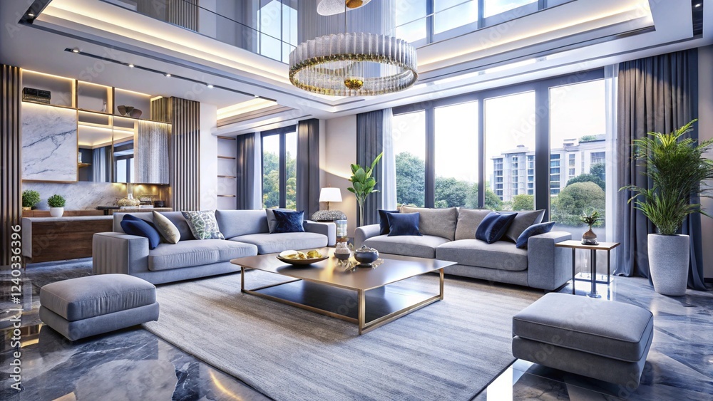 Luxurious interior living room in a beautiful house
