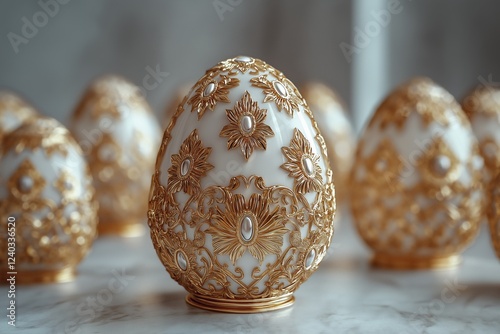 Easter, Rococo style eggs, golden photo