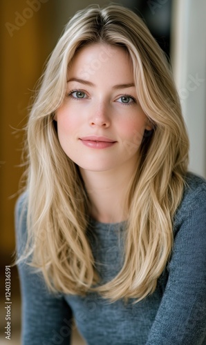 Relaxed Blonde Woman Portrait in Natural Light