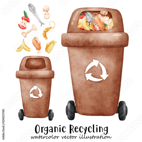 Waste segregation. Trash, Bin, Sorting and recycling garbage by material and type in colored trash cans. Recycling bin. illustration for zero waste, environment protection 