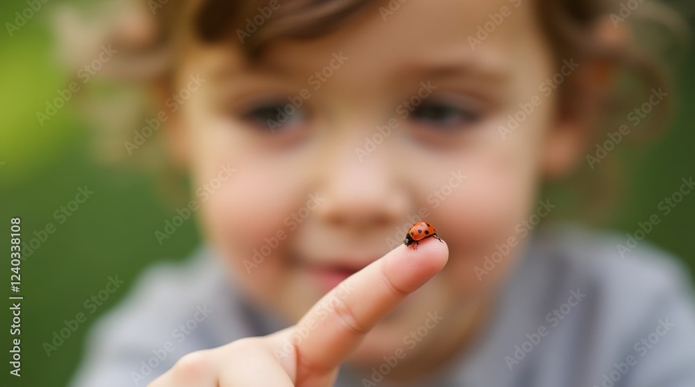 a toddler's face filled with wonder as they watch a ladybug a toddler's face filled with wonder as they watch a ladybug