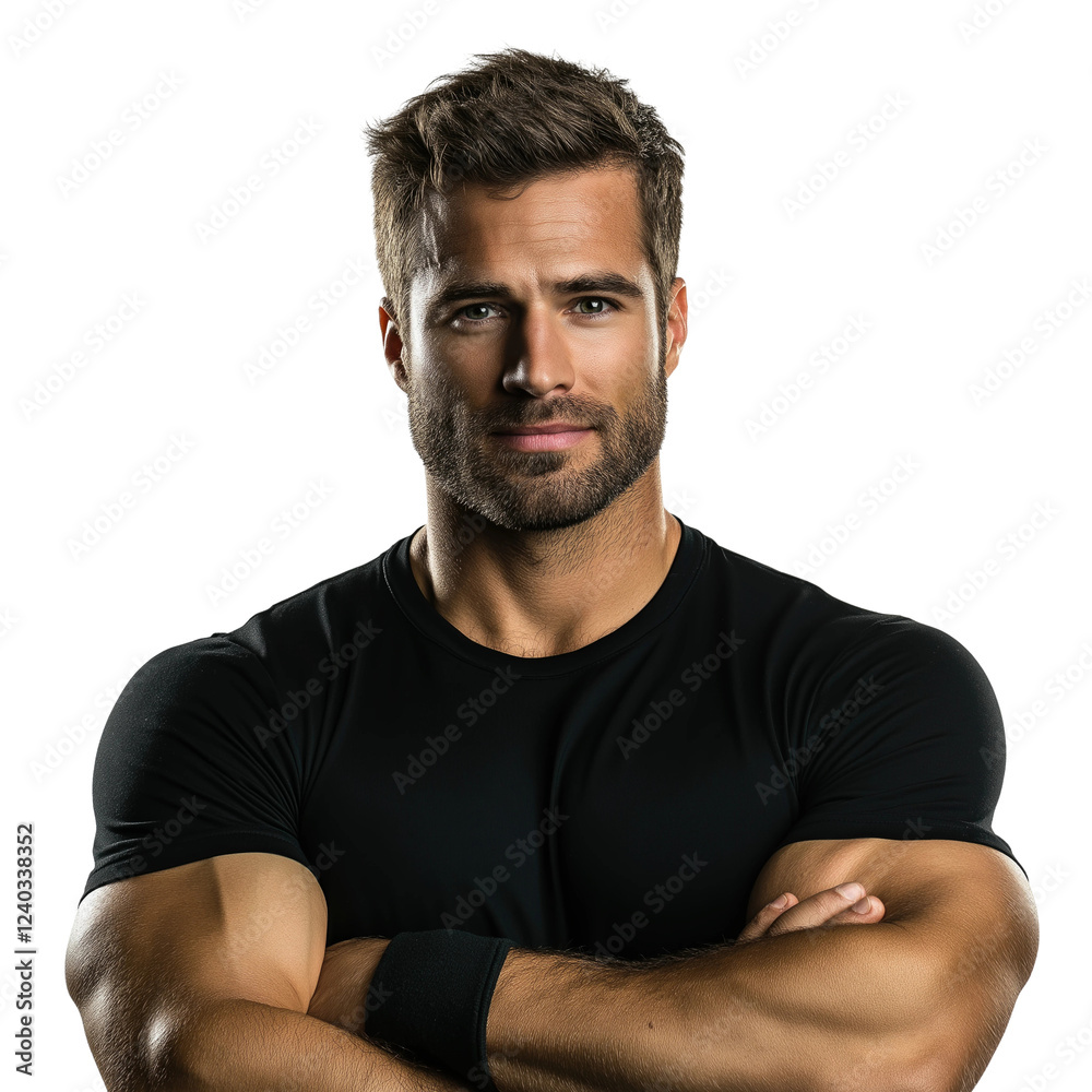 Fototapeta premium Confident Man with Strong Athletic Build