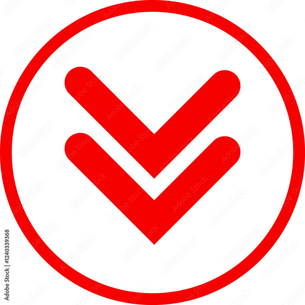 Icon red arrow direction down on a white background vector illustration. Icon red arrow direction down on a white background vector illustration.