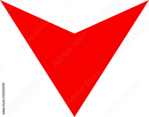 Icon red arrow direction down on a white background vector illustration.