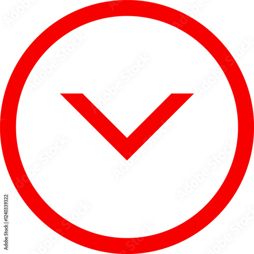 Icon red arrow direction down on a white background vector illustration.