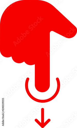 Icon red arrow direction down on a white background vector illustration.