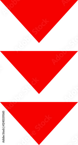 Icon red arrow direction down on a white background vector illustration.